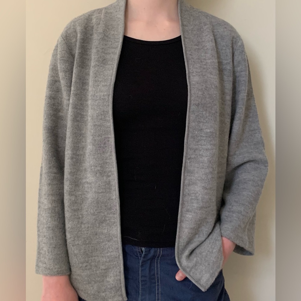 Anne Klein Open-front Cardigan (heather grey, size S, brand new)